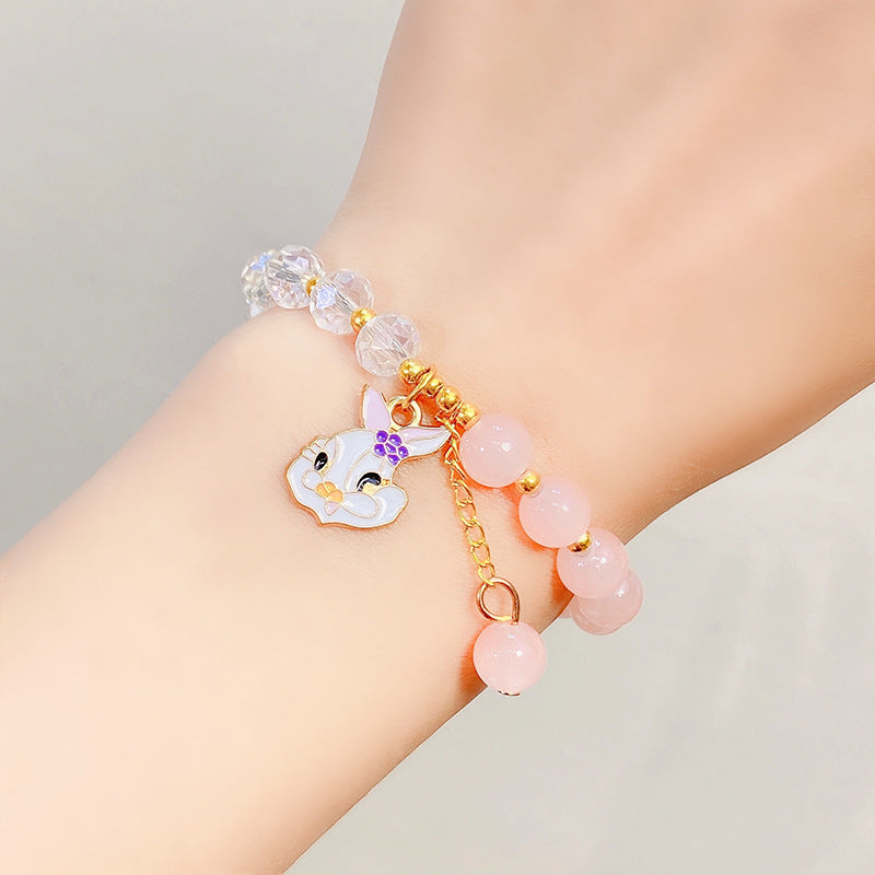 Children's Glaze Beaded Princess Cartoon Crystal Flowers Bracelets