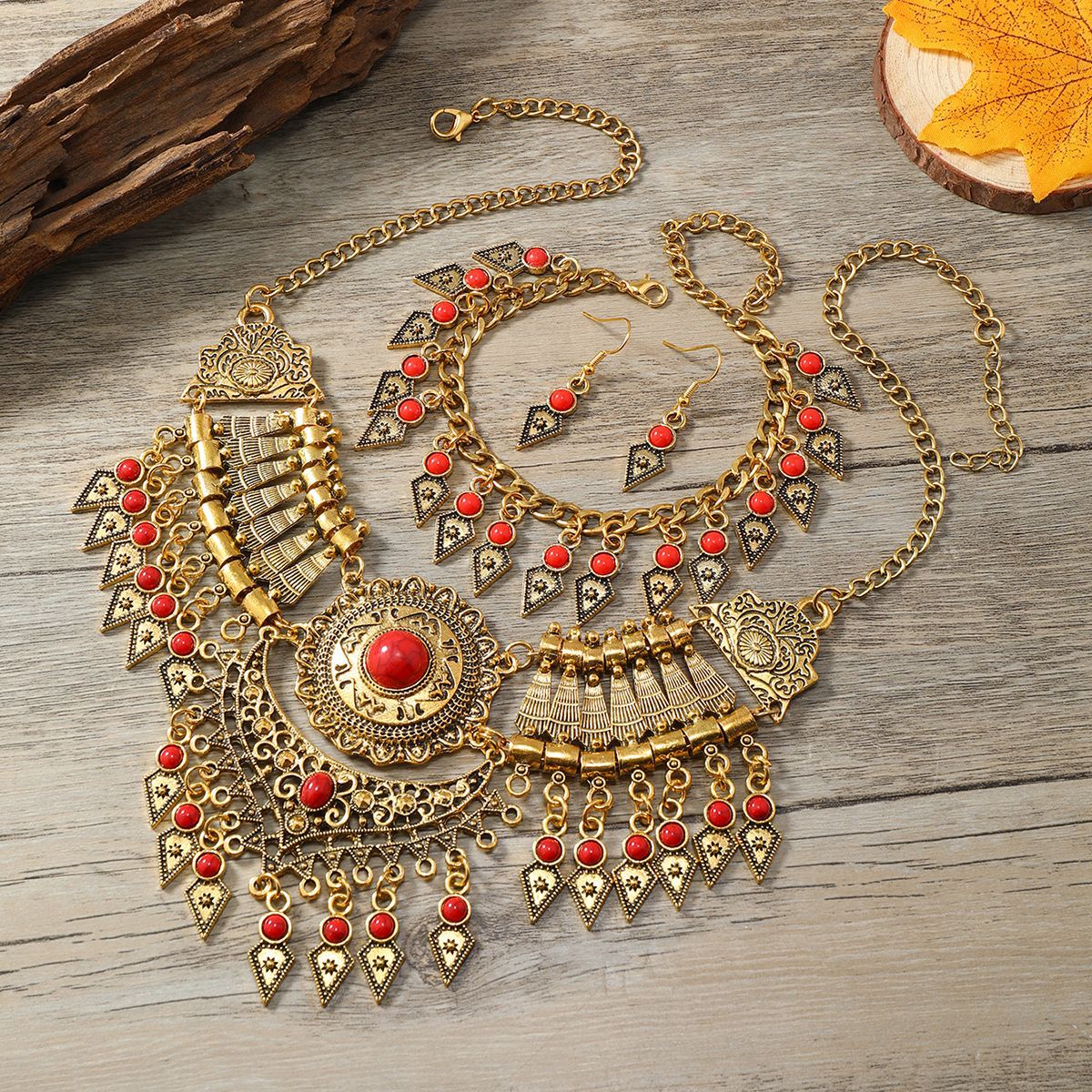 Ethnic Style Vintage Tassel Sweater Chain Jewelry Set