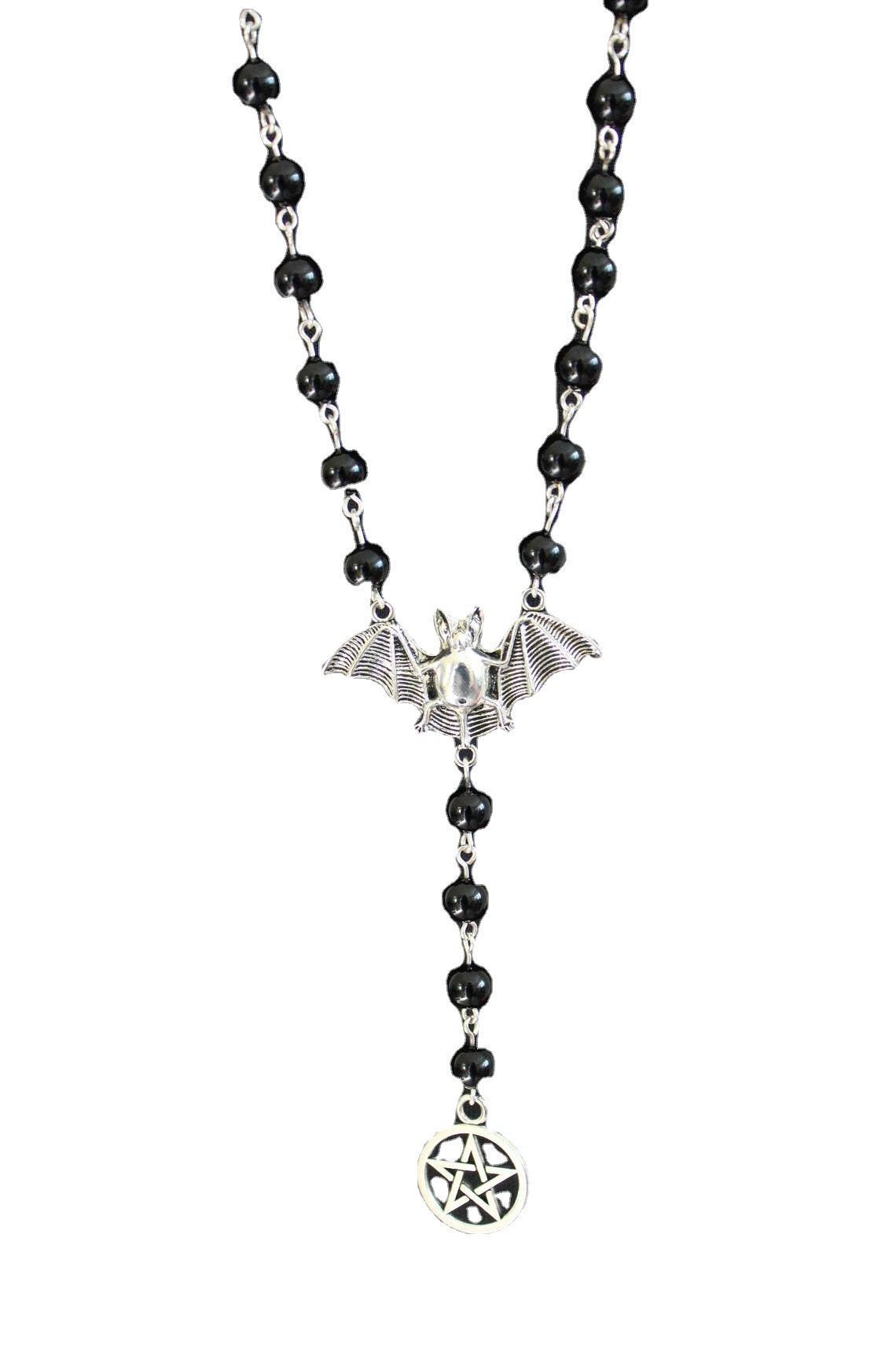 Rosary Gothic Sier Bat Pendant Pagan Necklaces