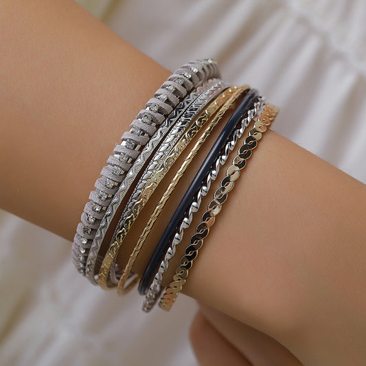 Women's Alloy Vintage Winding Metal Suit Mixed Color Bracelets