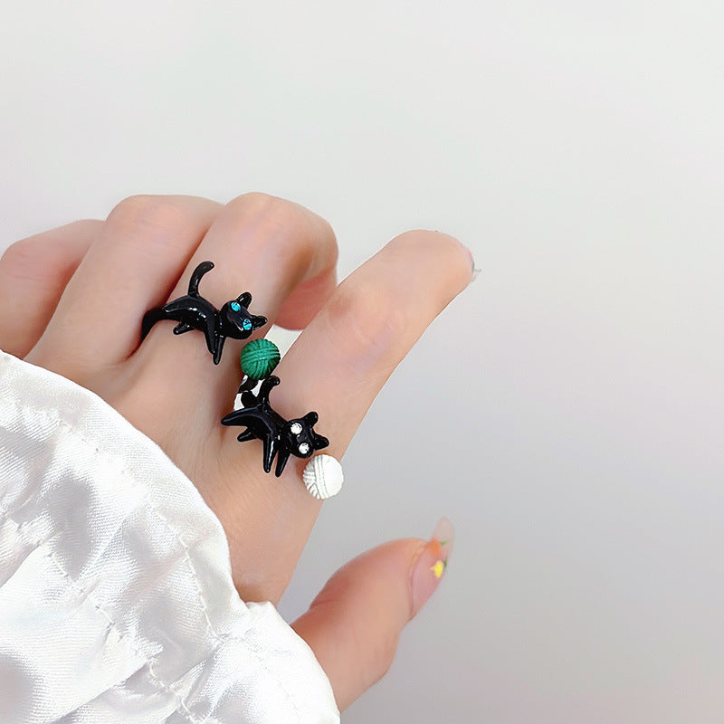 Kitty Female Fashion Niche Design Index Rings