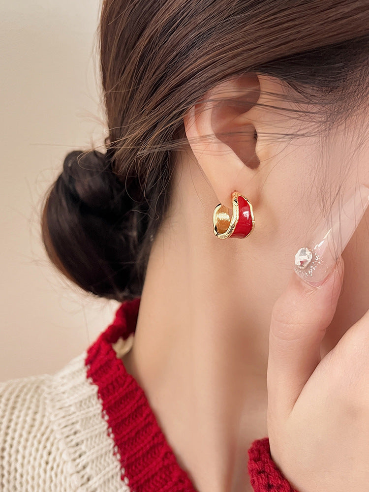 Boucles d'oreilles lumineuses festives rouges en forme d'aiguille pour femmes