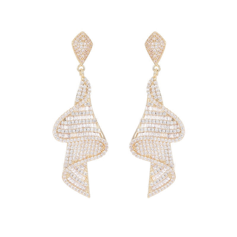 Eye-catching Luxury Zircon Skirt Ribbon Light Senior Earrings