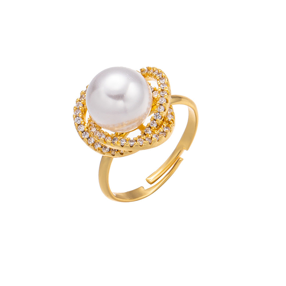 Korean Style Affordable Luxury Premium Pearl Minority Refined Zircon Rings