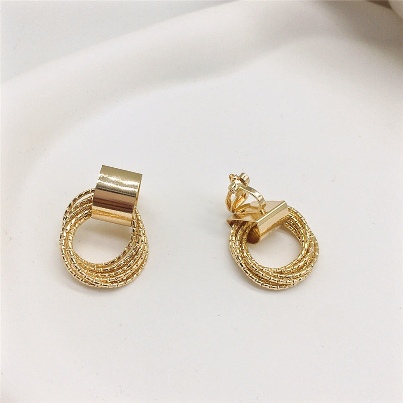 No Piercing Simple Thin Face Frosty Style Retro Geometric Earrings