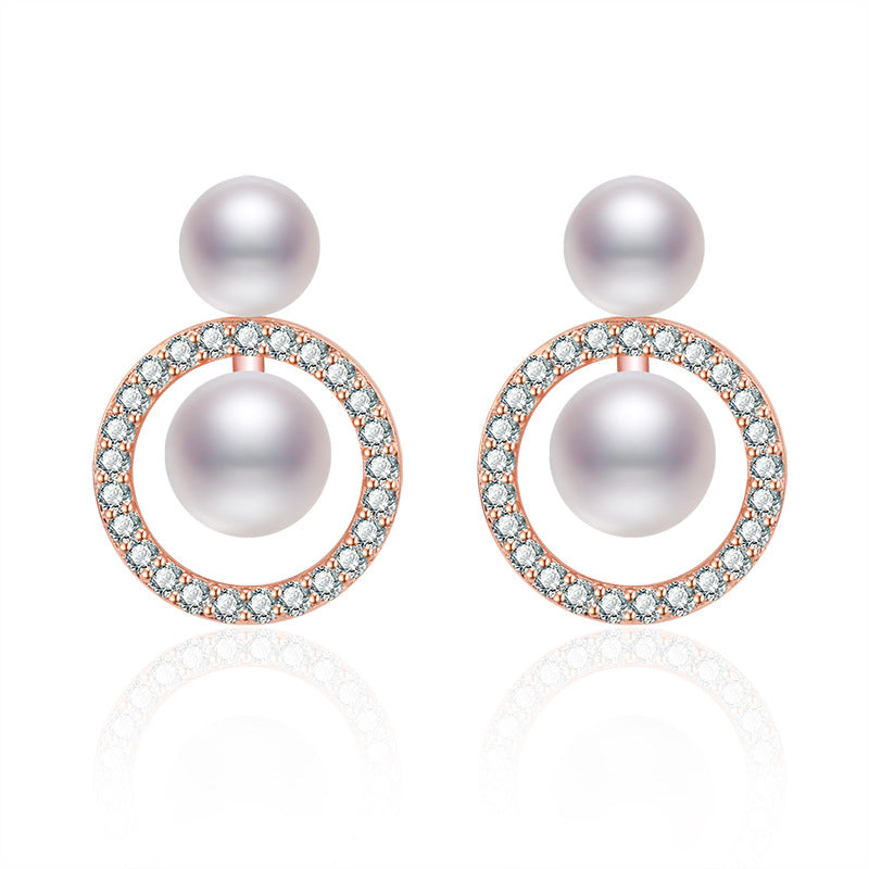 Sweet And Natural Fresh Water Double Pearl Sier Micro Earrings