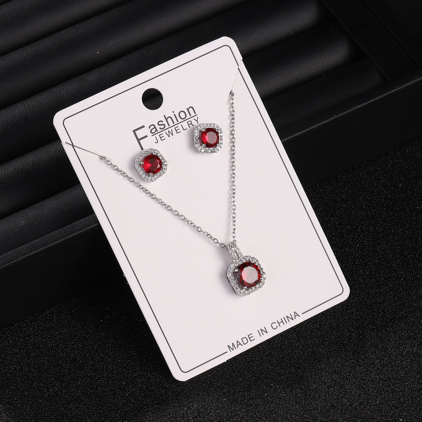 Live Broadcast Zircon Full Diamond Perfume Bottle Square Bag Earings Jewelry Set