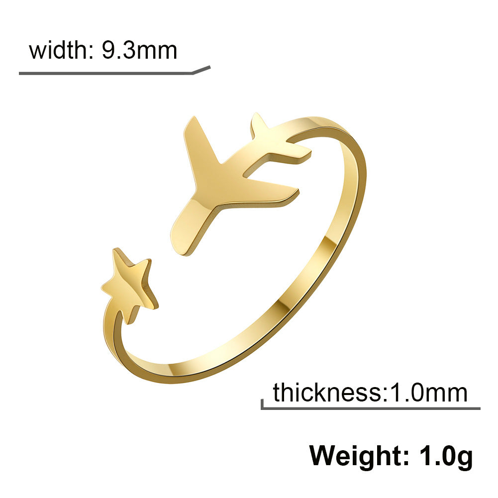 Exquisite Simple Item Star Aircraft Open Ring