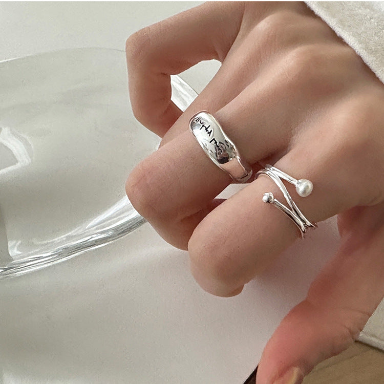 Metal Heart-shaped Open Suit Female Design Rings