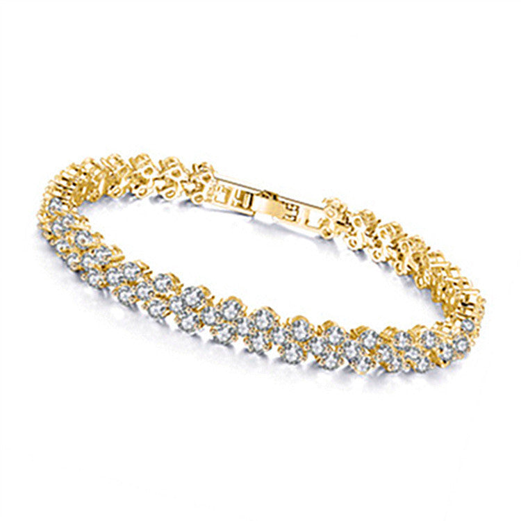 Roman Crystal Natural Zircon Full Diamond Bracelets