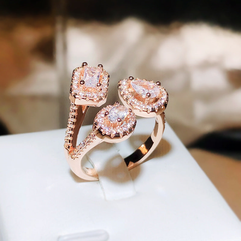 Classy Accessories Creative Design Geometric Zircon Rings