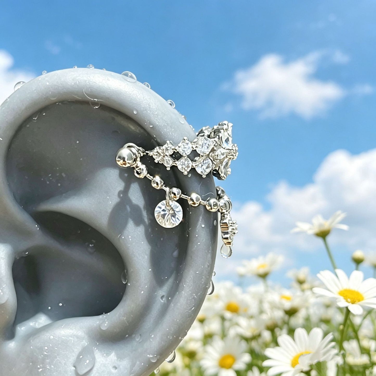 Chain Snowflake Ear Bone Fashion Fresh Temperament Lady Joker Detachable Rings