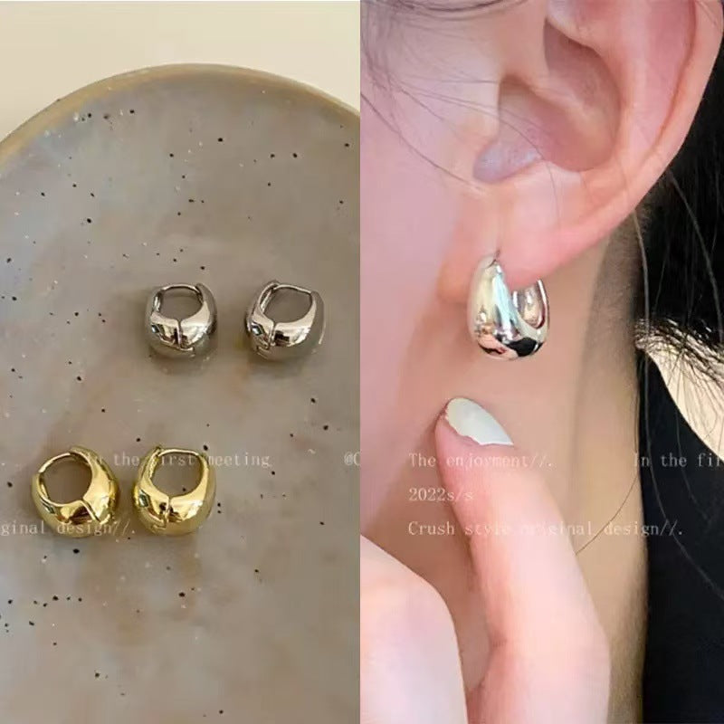 Simple Metallic Geometric Clip Fashion Temperament Earrings