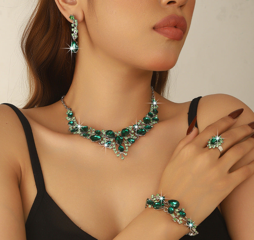 Alloy Suite Bridal Wedding Over Rhinestone Rings