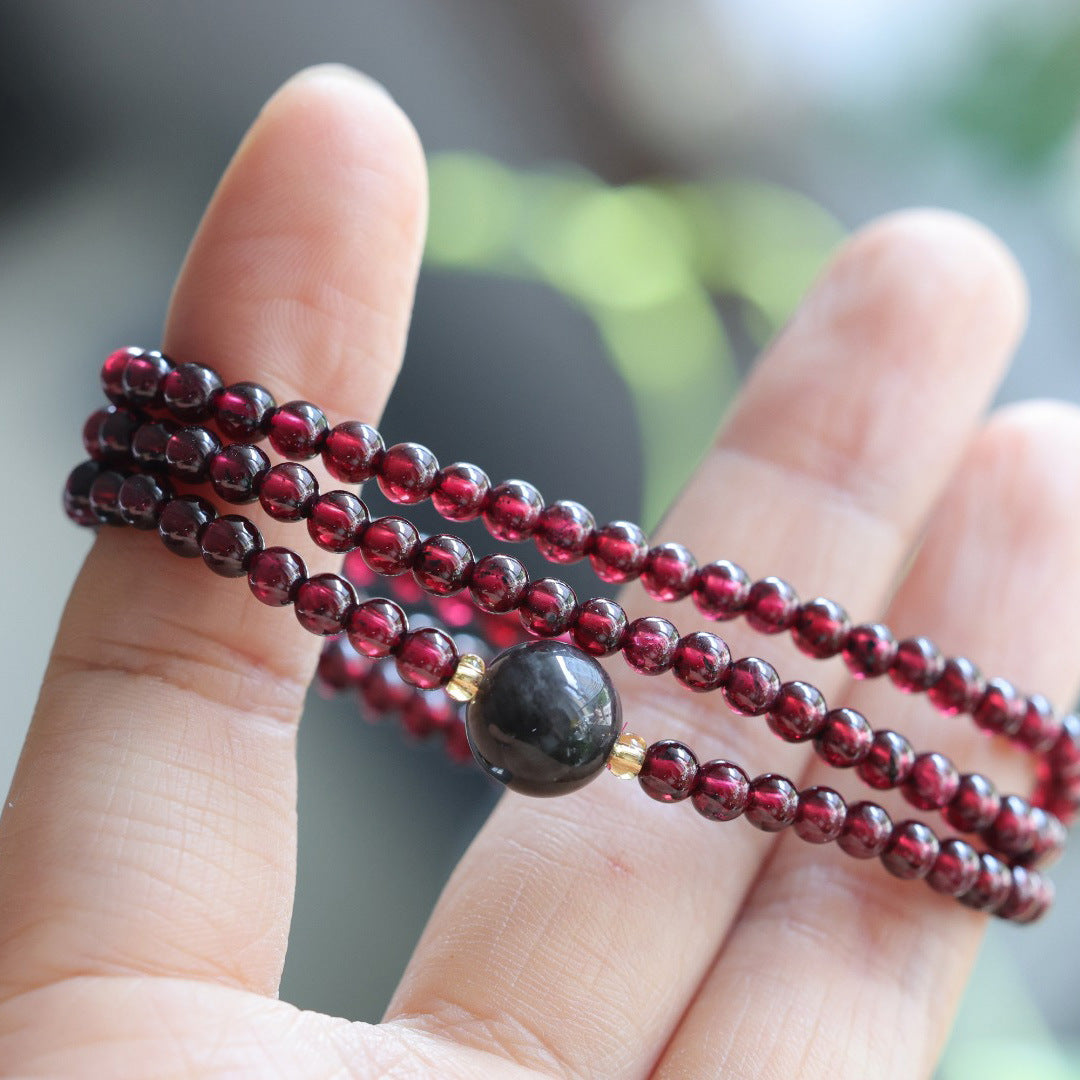 Bracelets assortis à trois cercles rouge vin pour femmes