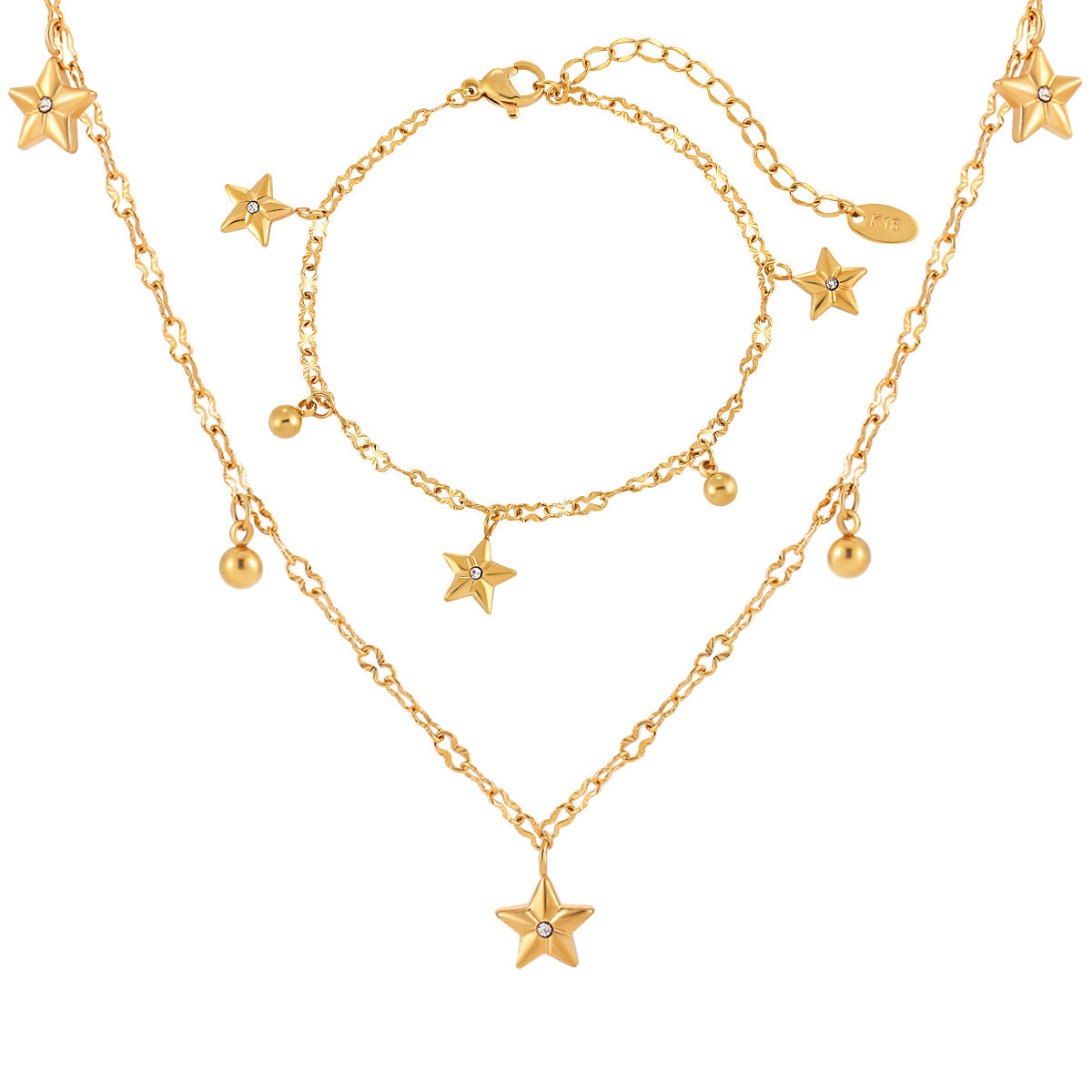 Women's Minority Simple Fashion Pentagram Sunflower Titanium Jewelry Set