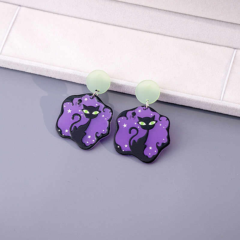 Boucles d'oreilles d'horreur en acrylique fantôme de dessin animé drôle d'Halloween pour femmes