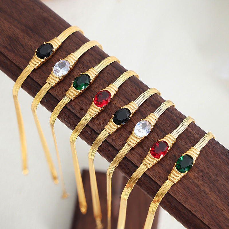 Luxury Fashion Glass Stone Zircon Female Niche Bracelets
