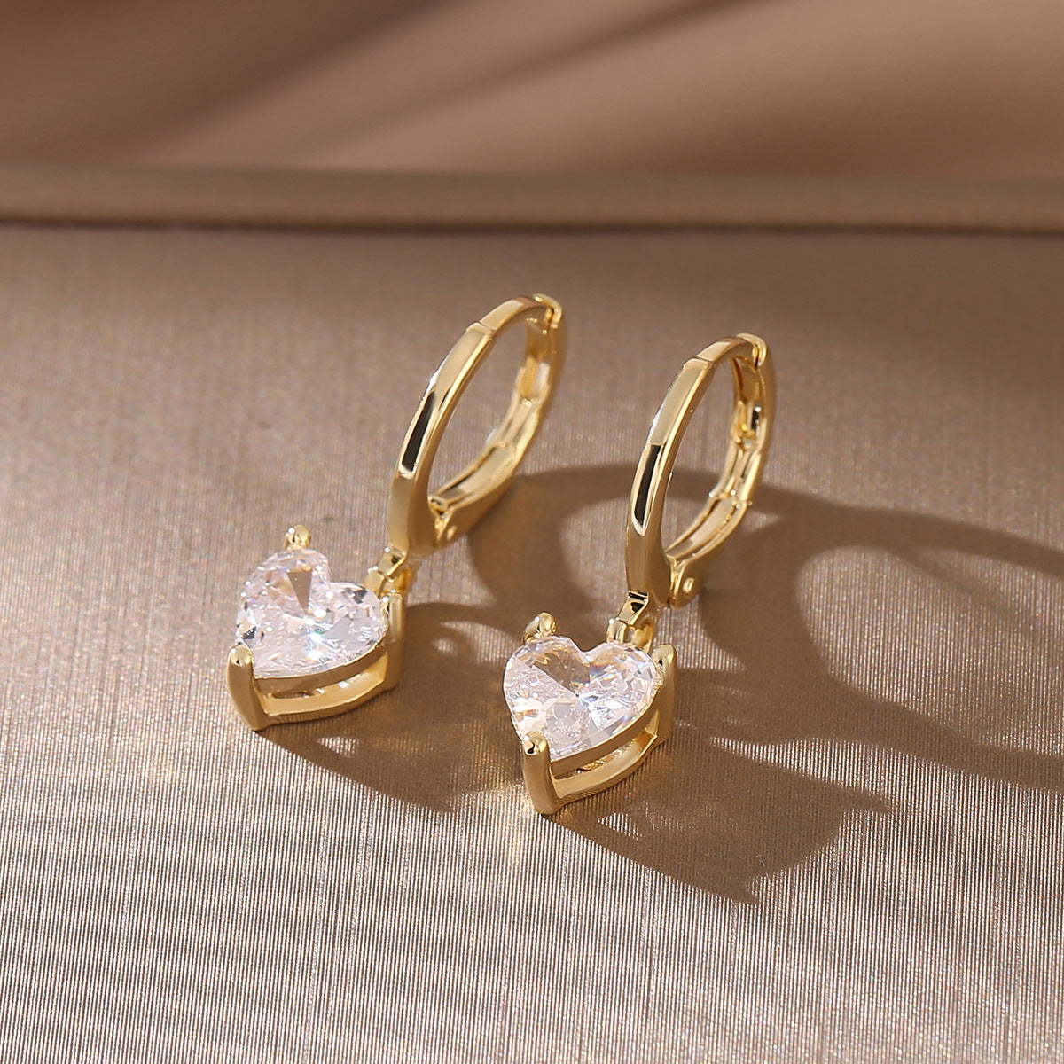 Heart-shaped Zircon Three-piece Luxury Fashion Bridal Earrings