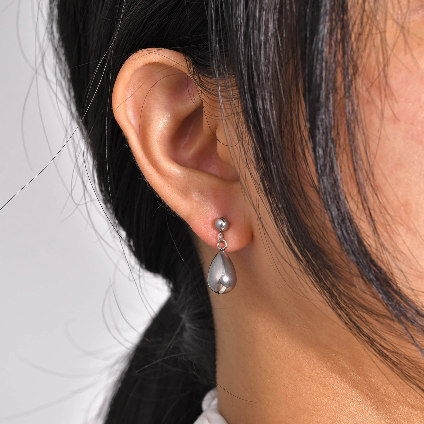 Women's Water Drop Stainless Steel Sier For Personalized Minority Stud Earrings