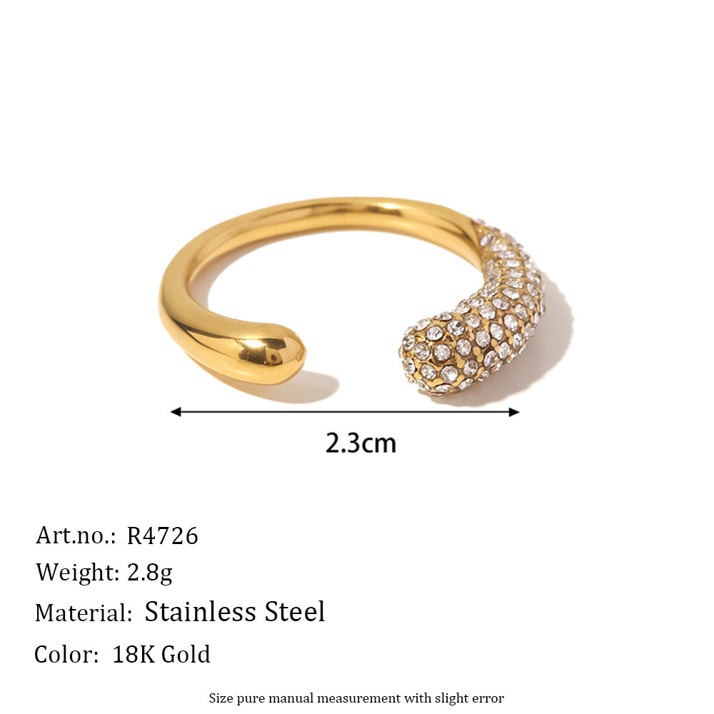 Light Luxury Female Stainless Steel Opening Water Drop Shape Micro Ring