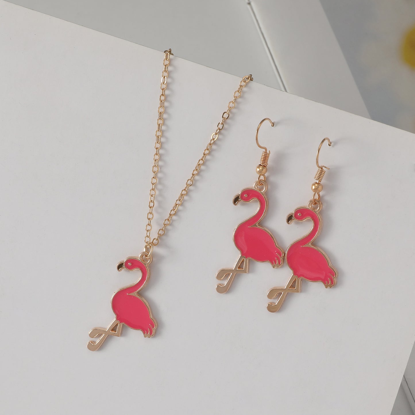 Flamingo Ear Of Cute Fashion Pink Jewelry Set