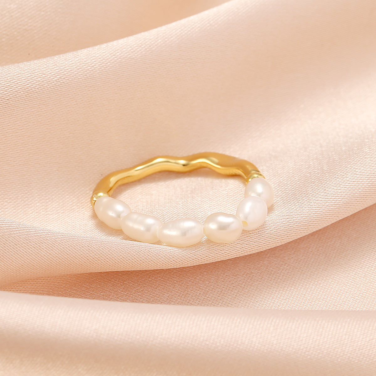 Freshwater Pearl French Minority Adjustable Size Elastic String High Ring