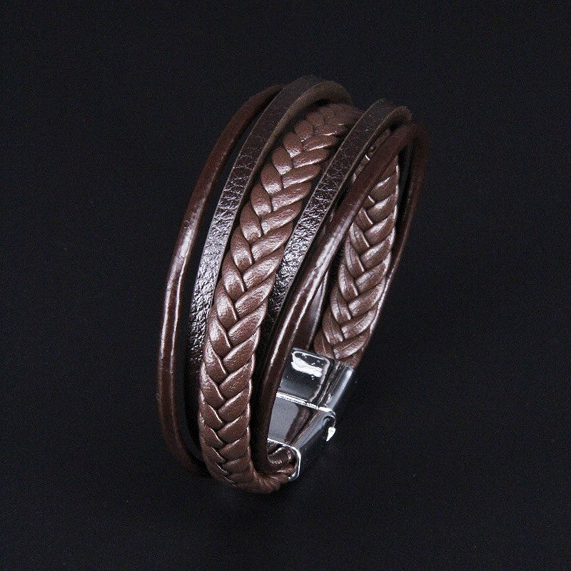 Herren-Handweberei-Schmuck-Lederseil-Magnetarmbänder