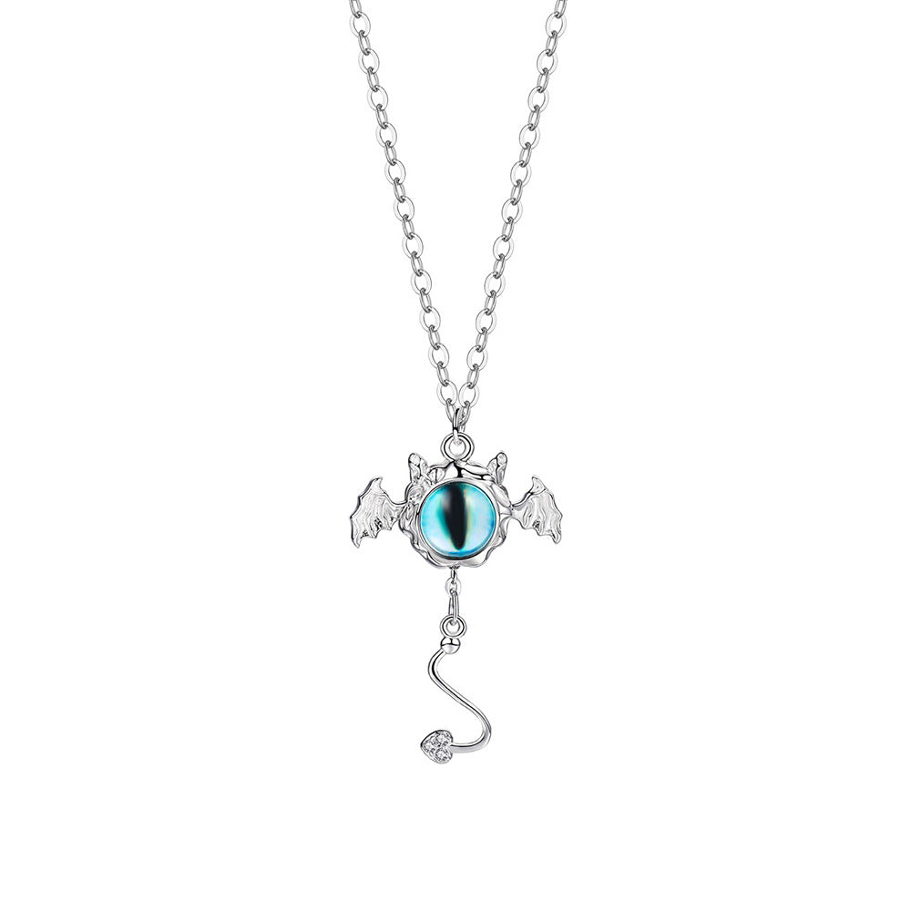 Sterling Sier Halloween Little Devil Creative Wings Pendant Niche Necklaces