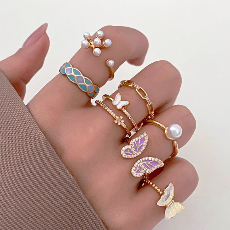 Dripping Butterfly Female Graceful Personality Inlaid Rings