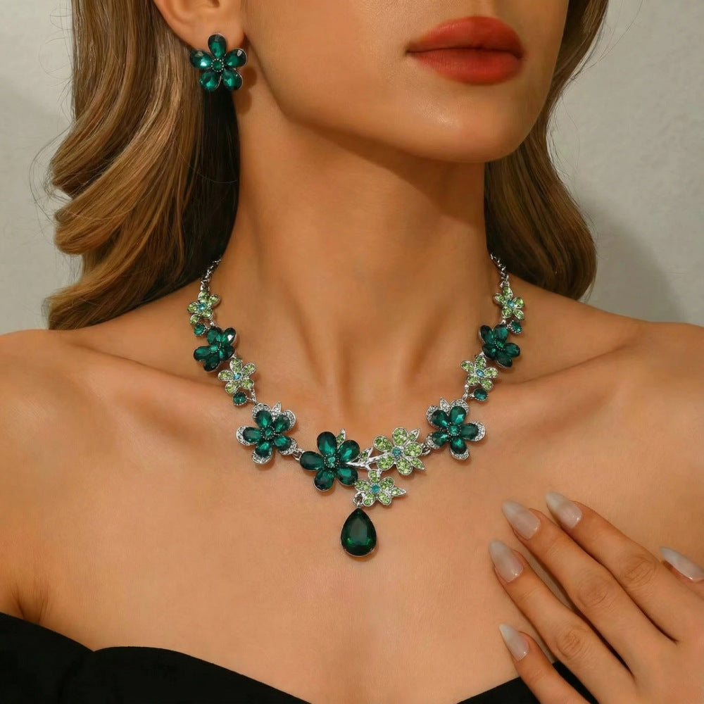 Exaggerated Alloy Suite Bridal Wedding Full Rhinestone Jewelry Set