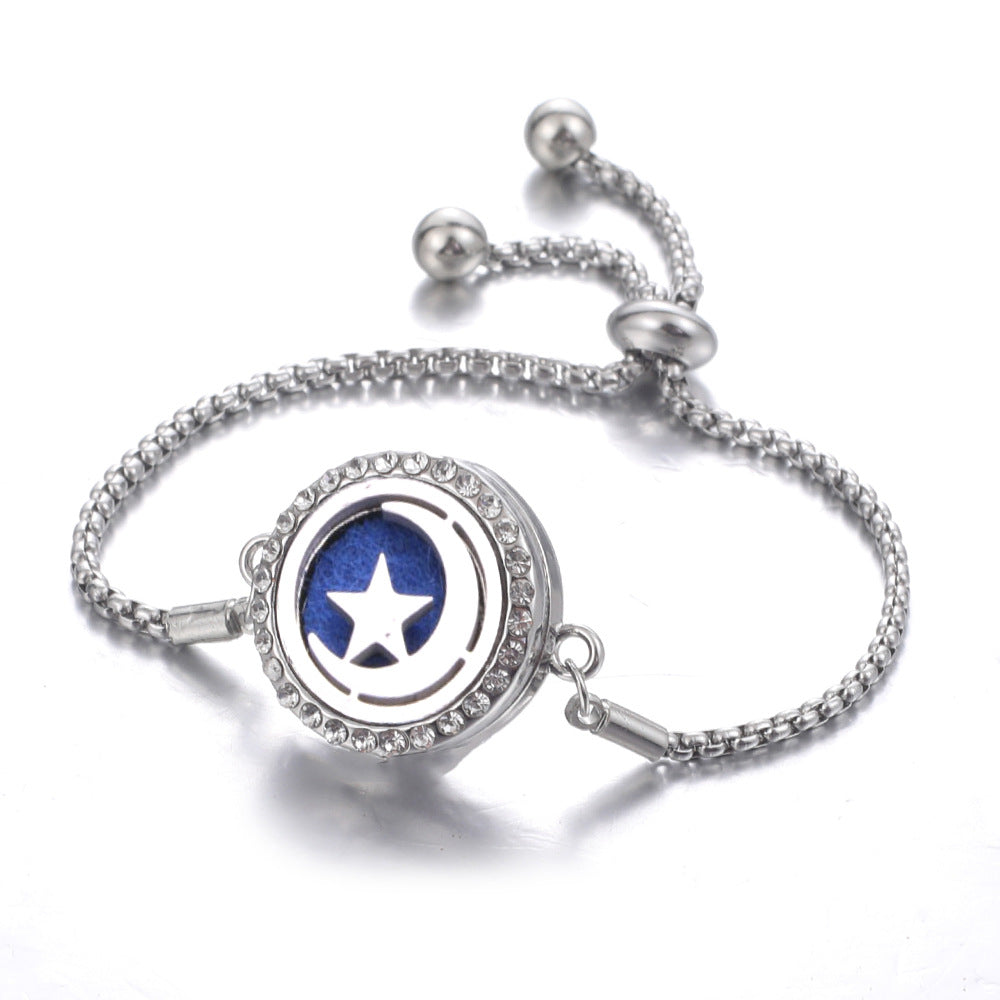 Steel Hollow Oil Lucky Tree Open Box Bracelet