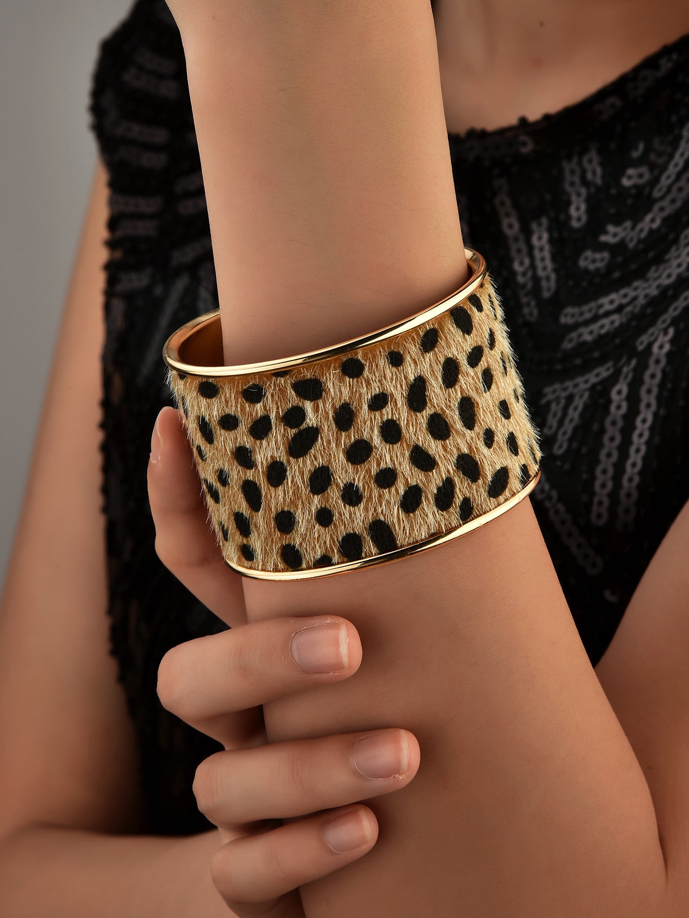 Leopard Print Bangle Exaggerated Open Personalized Fashion Bracelet