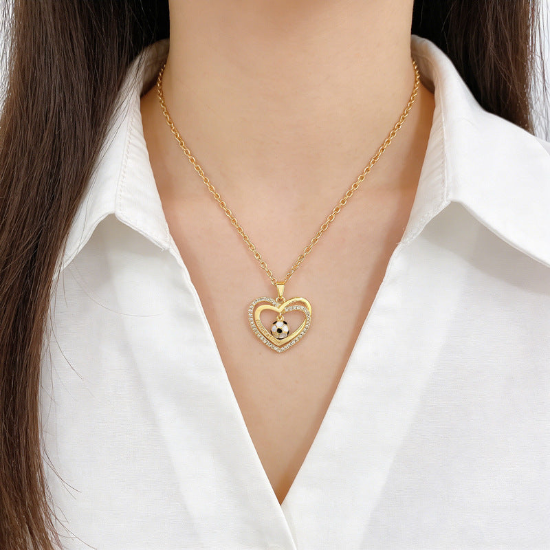 Women's Steel Love Oil Dripping Football Affordable Luxury Style Elegant Gorgeous Necklaces
