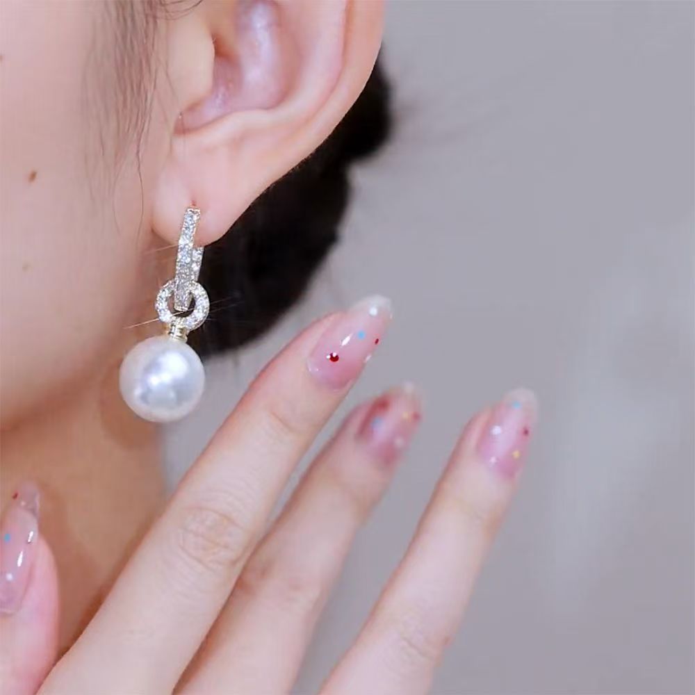 Pearl Ear Clip Heart-shaped Simple All Match Elegant Special Interest Rings