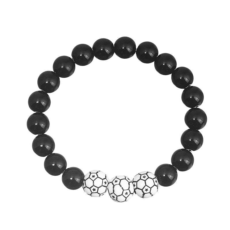 Men's Acrylic Number Volleyball Basketball Sports Imitation Obsidian Bracelets