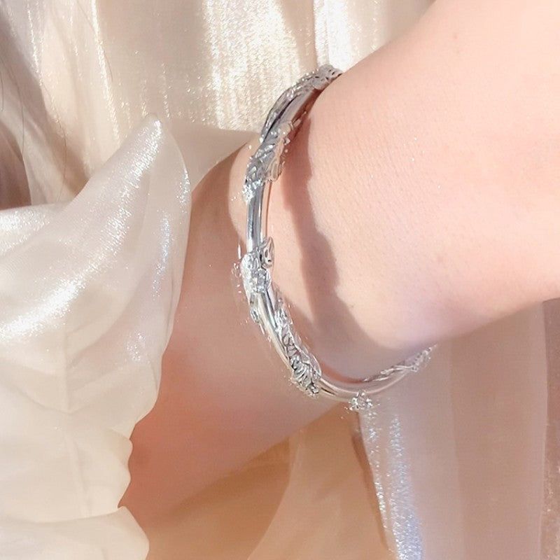 Bracelets à cordes Push-pull simples en argent pour femmes