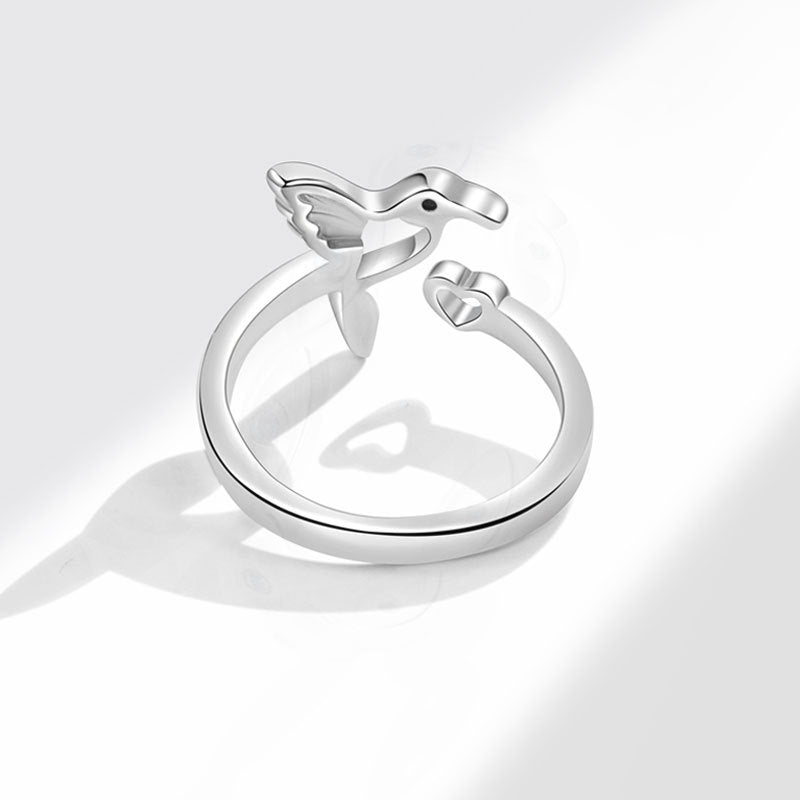 Simple Personality Hummingbird Heart-shaped Opening Cold Style Rings