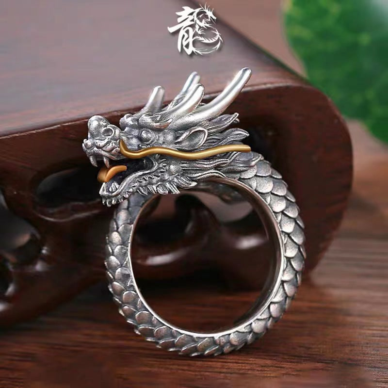 Chinese Zodiac Index Finger Openings Personality Design Fashion Tide Vintage Ring