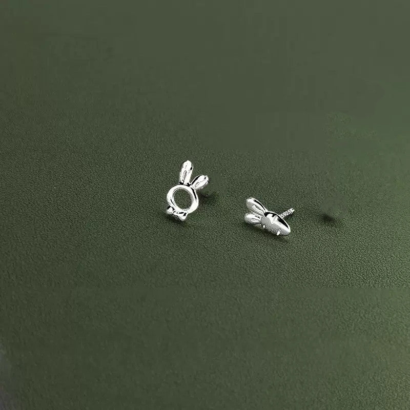 Women's Sterling Sier Radish Rabbit Sweet Small Cute Sleeping No Stud Earrings