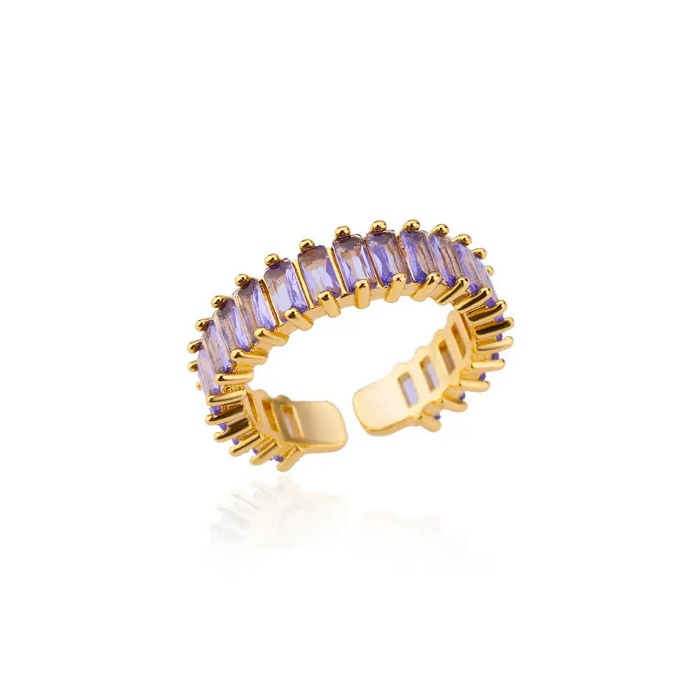 Women's Geometric Color Zircon Gold Personalized Simple Ring