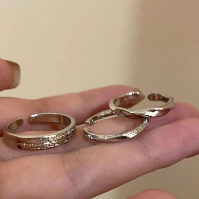 Sier Pigment Niche Bag Simple Temperamental Index Finger Ring