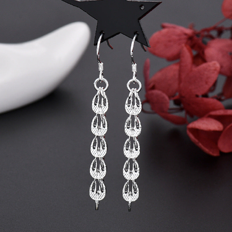 Simple Sier Plated Phoenix Tail Chain Earrings