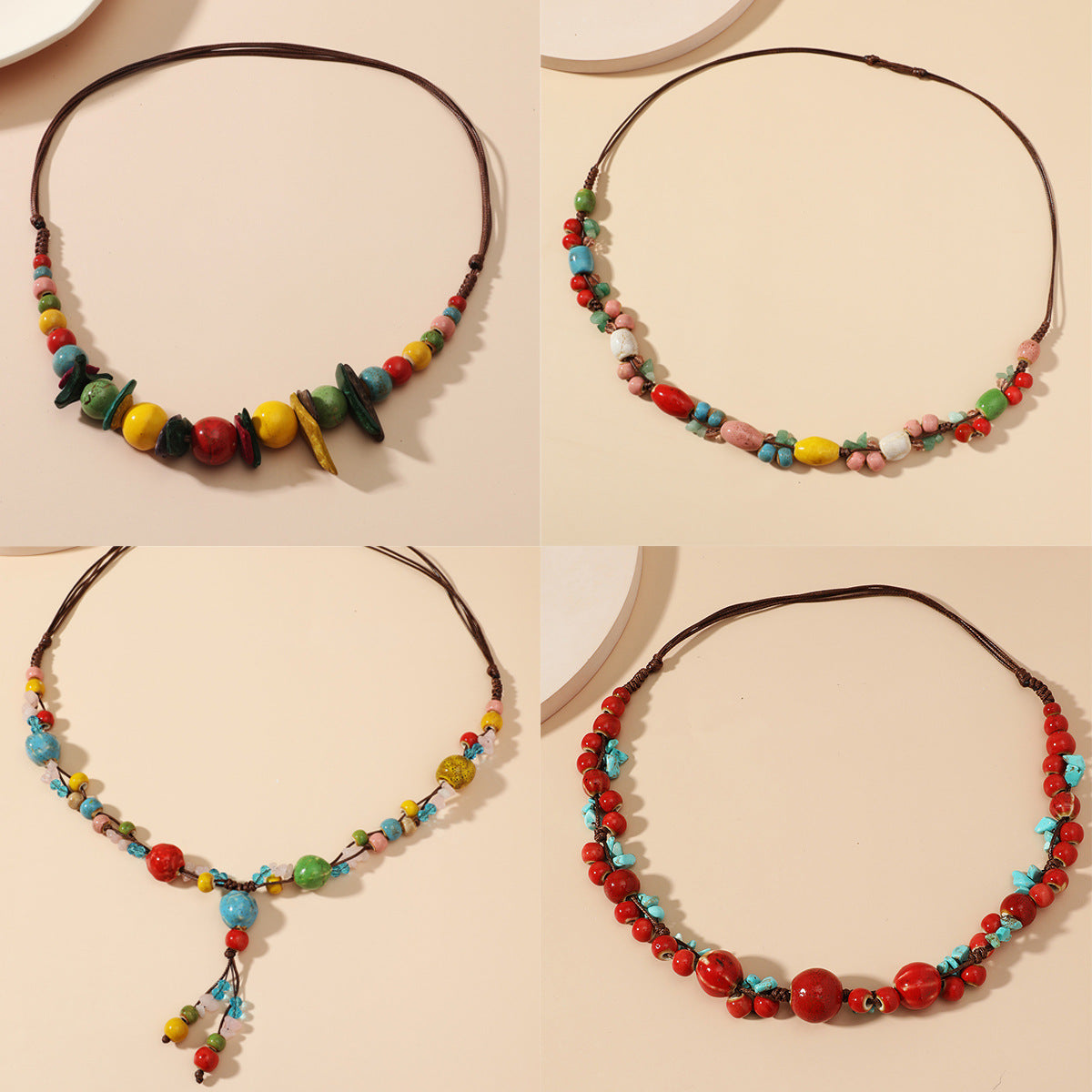 Modeperlen-Keramikperlen böhmische Kiesfarben-Halsketten