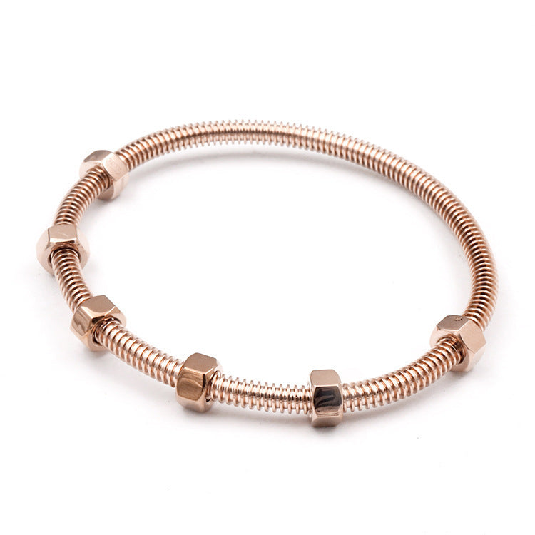 Steel Titanium Rose Gold Plated Couple Bracelets