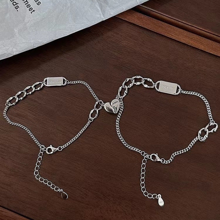 Paire de bracelets magnétiques pour Couple, Niche coréenne simple pour la saint-valentin