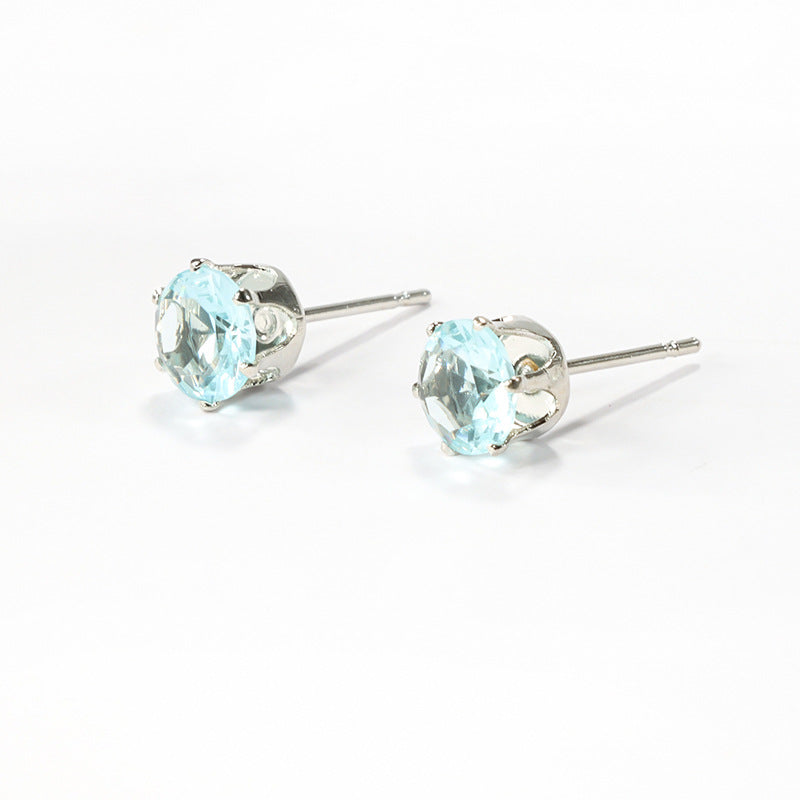 Women's & Men's Steel Color Zircon Diamond For Fashion Stainless Ear Stud Earrings