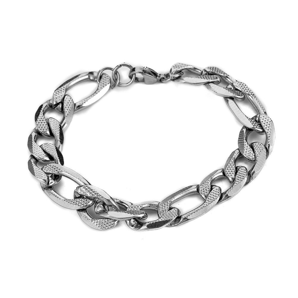 Men's Steel Embossed Six-sided Grinding Angle Titanium Cold Bracelets