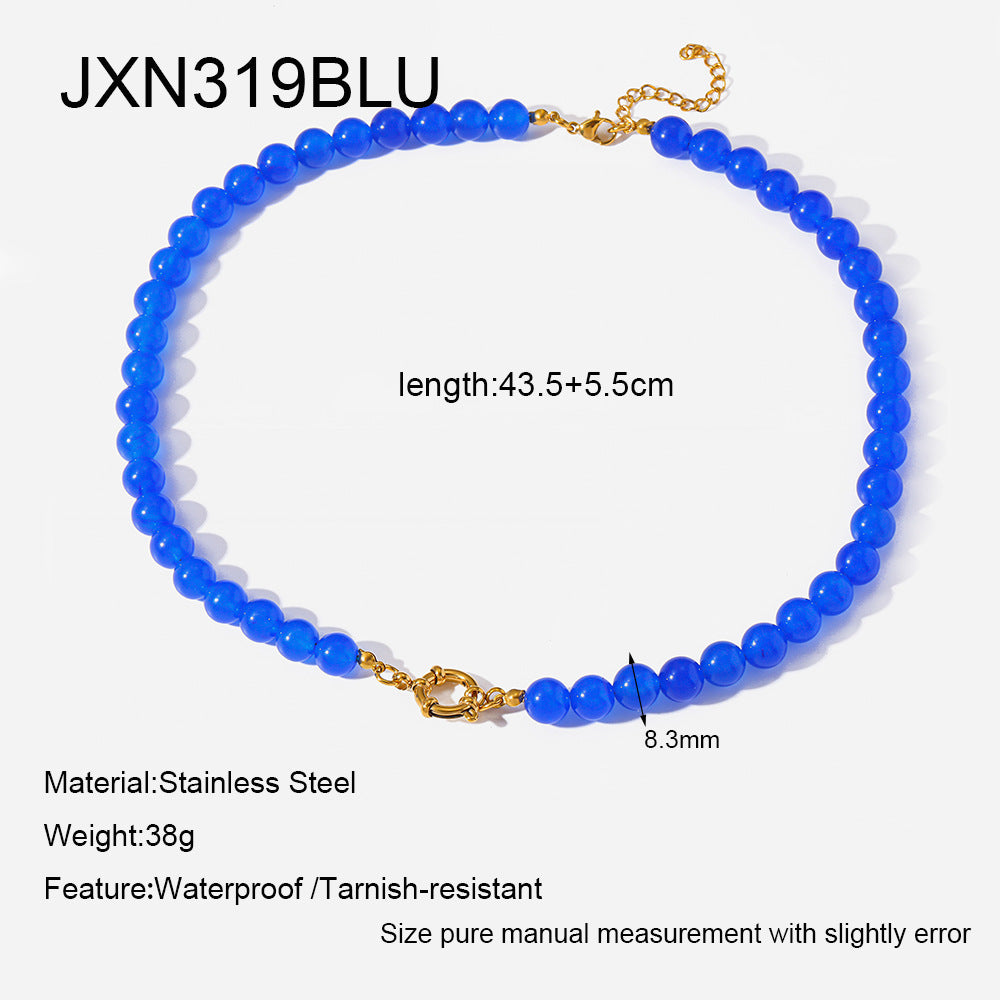 Women's Fresh Rainbow Cat Eye Glass Gold-plated Stainless Steel Summer Dopamine Necklaces