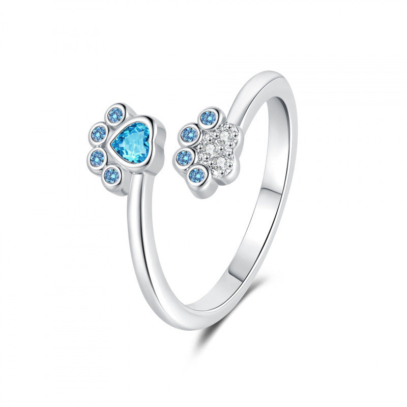 Pet Paw Print Female Fashion Color Ring